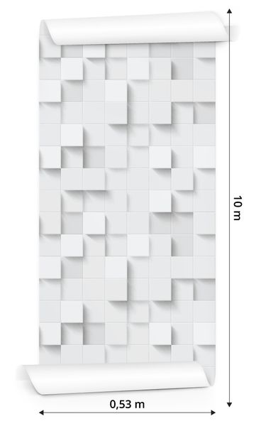 Tapeta Biała Nowoczesna Mozaika - Efekt 3D zdjęcie 3