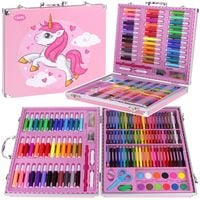 Zestaw Artystyczny do Malowania Kredki Farby Mazaki Walizka 150 el. - Pink