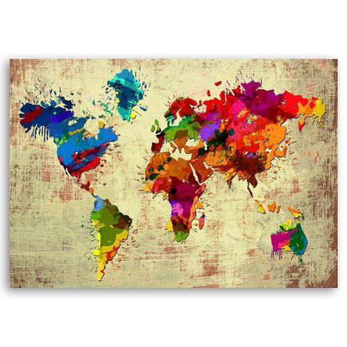 Obraz na płótnie – Canvas, Kolorowa mapa świata 60x40 na Arena.pl