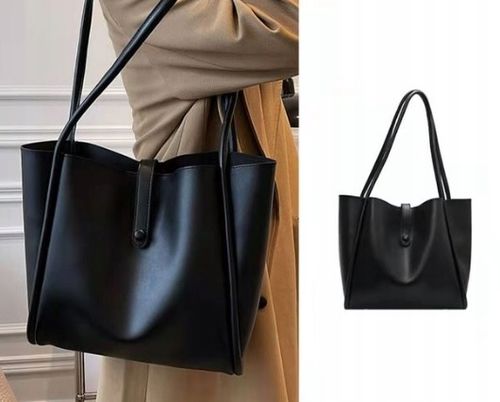 Torebka CZARNA TORBA Damska Miejska Shopper A4 Pojemna na Arena.pl