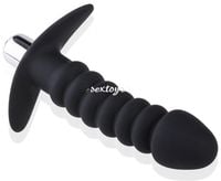 Falisty Penis Silikonowy Korek, Plug + Wibracje