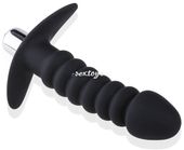 Falisty Penis Silikonowy Korek, Plug + Wibracje