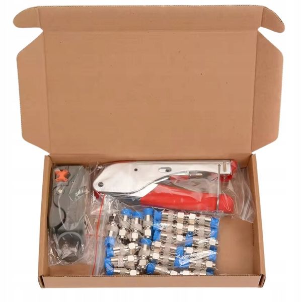 Zestaw Szczypce do Zaciskania Kabli Koncentrycznych RG59 RG6 Wtyki Ściągacz zdjęcie 5