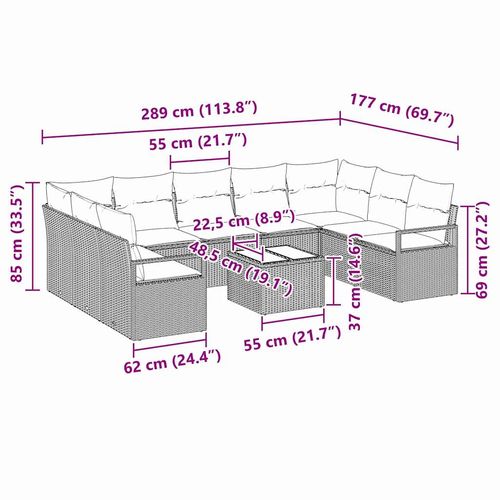 Zestaw Sof na Ogród z poduszką 10 pcs Beżowy i kremowy na Arena.pl