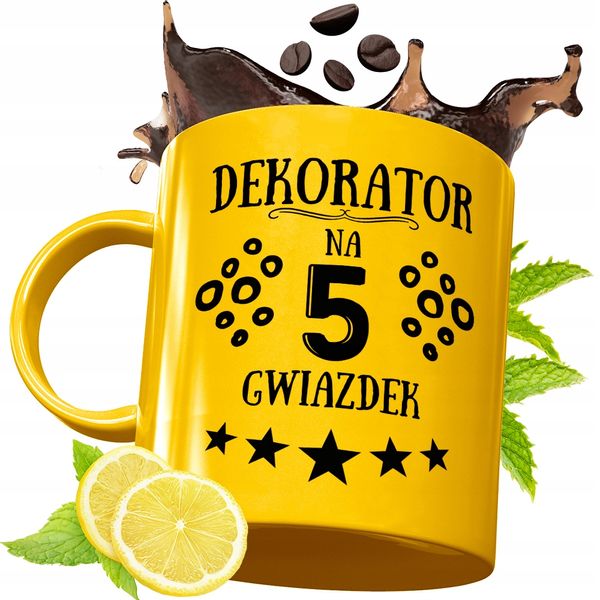 Złoty Kubek Premium Dla Dekoratora Prezent Z Nadrukiem Ze Zdjęciem zdjęcie 1