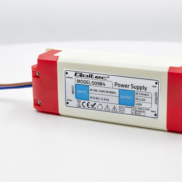 Qoltec Zasilacz impulsowy LED IP20 | 48W | 12V | 4A zdjęcie 4