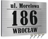 TABLICZKA ADRESOWA DUŻA ALUMINIOWA SREBRNA 40x30