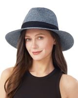 Kapelusz słomkowy Fedora unisex letni niebieski z filtrem UV regulacja