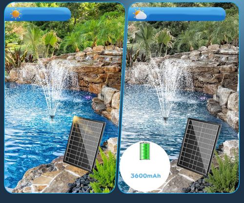 Solarny filtr do stawu z pompą Biling 8W 405L/h z akumulatorem i 10 dyszami na Arena.pl