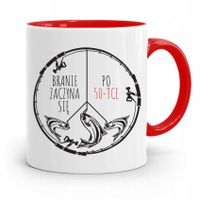 Kubek Czerwony Wędkarza Branie Zaczyna Się Po 50 Z Nadrukiem Ze Zdjęciem