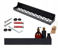 PÓŁKA WISZĄCA ŁAZIENKOWA KABINY PRYSZNICOWEJ METALOWA ZE STALI CZARNA 50 CM