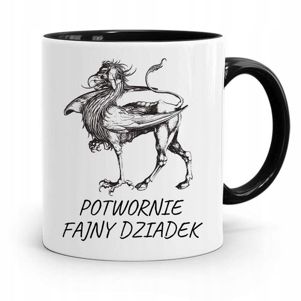 Kubek Czarny Dla Dziadka Potwornie Fajny Dziadek Z Nadrukiem Ze Zdjęciem zdjęcie 1