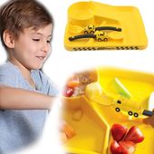 ZESTAW Talerz TACA dla DZIECI na owoce warzywa SZTUĆCE samochody