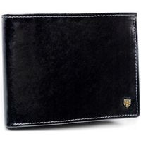 pojemny, czarny portfel męski bez zapięcia wykonany ze skóry naturalnej