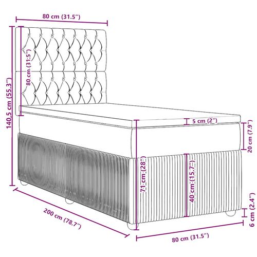 Łóżko kontynentalne z materacem, ciemnoszary aksamit, 80x200 cm na Arena.pl