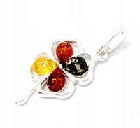 SREBRNY WISIOREK Z BURSZTYNEM BAŁTYCKIM