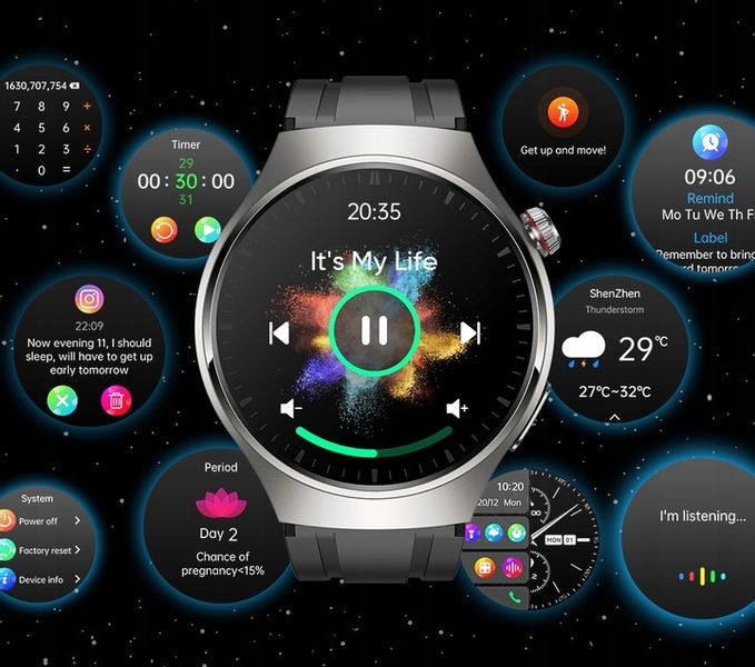 SMARTWATCH ZEGAREK MĘSKI EKG POMIAR CUKRU HRV ROZMOWY 3 PASKI SZKŁO MENU PL zdjęcie 5