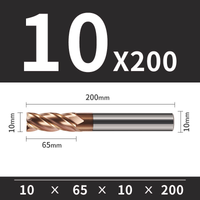Frez TiSiN 4 ostrza Z-4 do stali nierdzewnej do 55HRC Roz. Ø10x65x10Dx200L