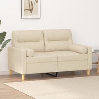 2-osobowa sofa z poduszkami, kremowa, 120 cm, tkanina
