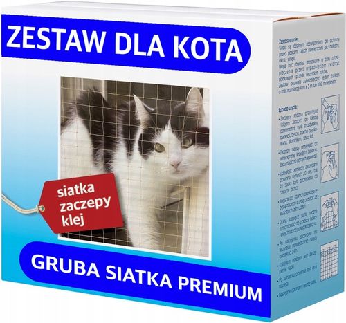ZESTAW GRUBA SIATKA DLA KOTA NA ZACZEPY 2 x 1.5 m OCZKO 40 mm BEZ WIERCENIA na Arena.pl