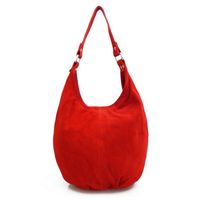 VERA PELLE torebka skórzana zamszowa worek na ramię V058 czerwona