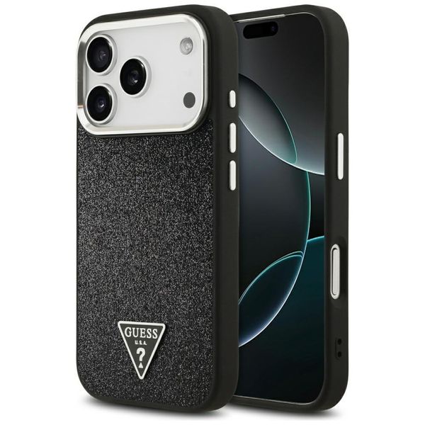 Etui Guess Glitter Triangle Logo MagSafedo iPhone 17 Pro czarny zdjęcie 1