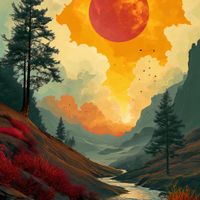 Plakat 40x40cm Dzika Rzeka Zmierzchem