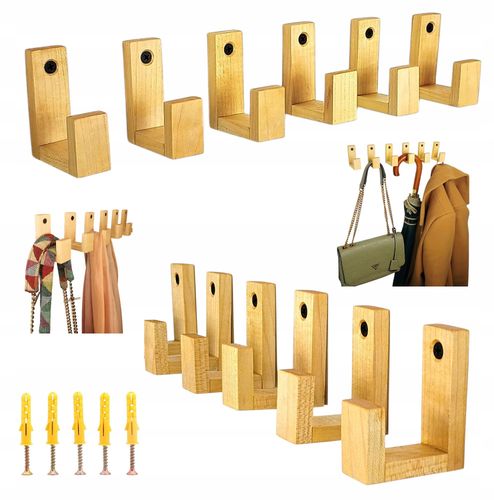 Wieszaki Dziecięce drewniane Haczyk na Kubki ubrania pojedynczy na ścianę na Arena.pl