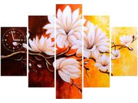 105CM 150CM ZEGAR 5 ELEM MAGNOLIE PEŁNI DRUK OBRAZ