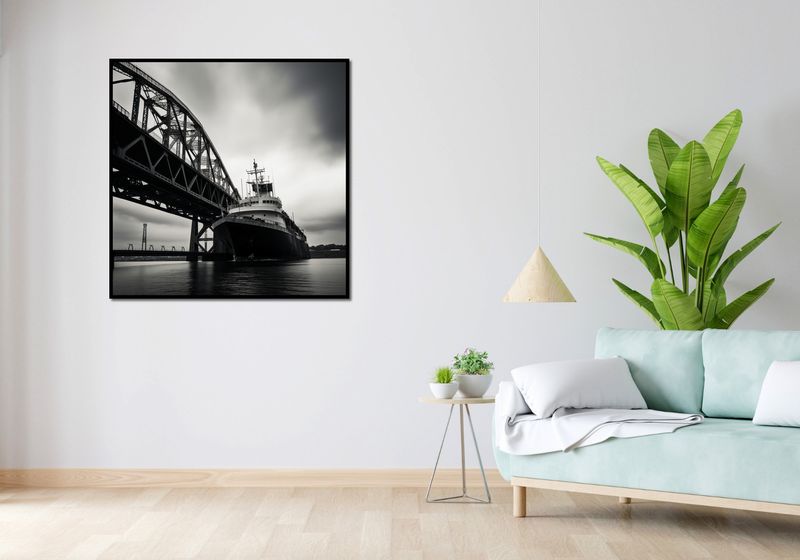 Plakat 100x100cm Statek przy Moście zdjęcie 4