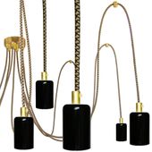 Lampa Wisząca Pająk 5 Złoto Czarny Połysk Ze Złoto Czarnym Przewodem E