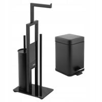 STOJAK na szczotkę WC + KOSZ na śmieci mały czarny zestaw łazienkowy