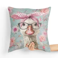 Poduszka Gąska - Ręcznie Wykonana z Mikrofazy i Minky Tył poduszki: - Musztardowy