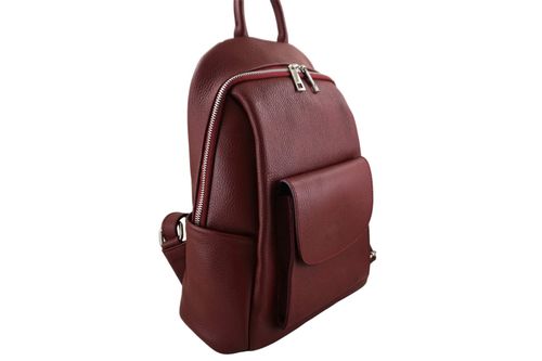 Damski plecak miejski skórzany - Czerwony na Arena.pl