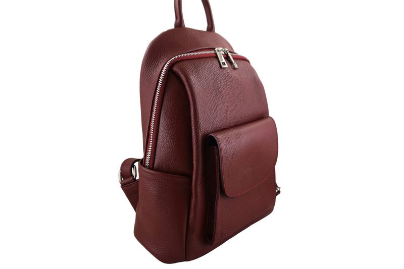 Damski plecak miejski skórzany - Czerwony zdjęcie 2