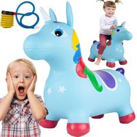 JEDNOROŻEC KONIK SKOCZEK DUŻY POMPOWANY GUMOWY MIĘKKI DO 140KG POMPKA