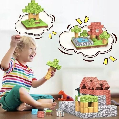 3D MAGNETYCZNY KLOCKI ZABAWKA MINECRAFT LEŚNY MONTESSORI 100 STZ na Arena.pl