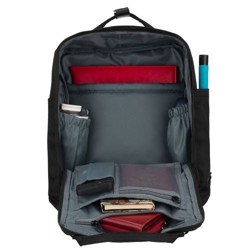 czarny, duży plecak damski wykonany z poliestru i skóry ekologicznej, na Arena.pl