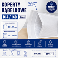 Koperty Bąbelkowe A5 D14 14D 100 szt Ochronne Białe koperty do InPost Mocne