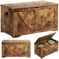 Drewniana skrzynia przechowywania schowek organizer ława brąz loft 100 cm