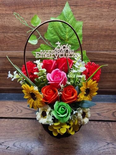 Bukiet kosz upominkowy kwiaty mydlane PACHNĄCE na Arena.pl