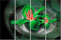 120CM 80 OBRAZ 4 ELEM ZIELONE KOSMICZNE KWIATY JAKUB BANAŚ ŚCIENNY