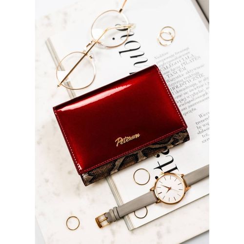 efektowny portfel damski z lakierowanej skóry naturalnej - peterson na Arena.pl
