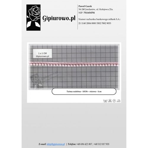 Taśma ozdobna - 10156 – różowa - 1cm na Arena.pl