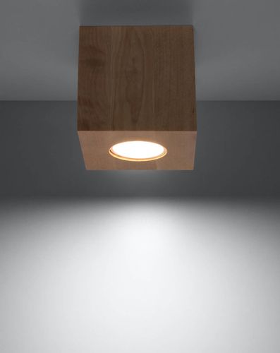 Downlight LAMPA sufitowa Quad SL.0493 Sollux drewniana OPRAWA w stylu skandynawskim kostka na Arena.pl
