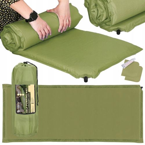 MATA SAMOPOMPUJĄCA KARIMATA 180x50cm MIĘKKA ZIELONA GRUBA POKROWIEC MATERAC na Arena.pl