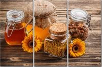 60 90CM OBRAZ 3 ELEM MIÓD PSZCZELI DRUK PŁÓTNO RAMA