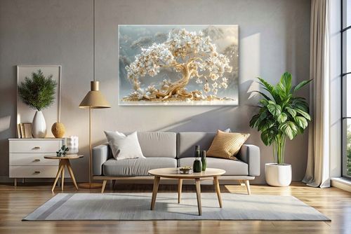 Elegancki Obraz na płótnie do salonu Złote drzewko szczęścia Glamour na Arena.pl