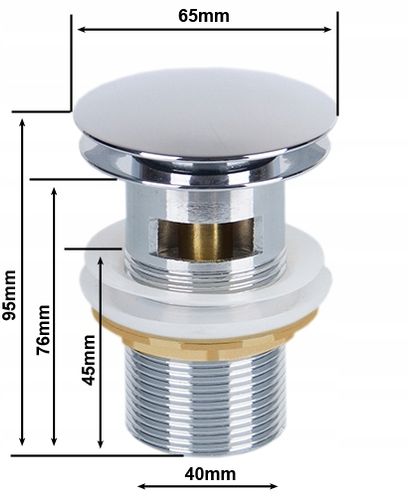 KOREK KLIK KLAK DO UMYWALKI MOSIĘŻNY UMYWALKOWY Z PRZELEWEM CHROM 1 1/4" na Arena.pl