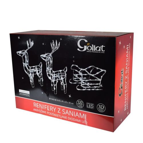 Renifery akrylowe z saniami oświetlenie ozdoba na Arena.pl